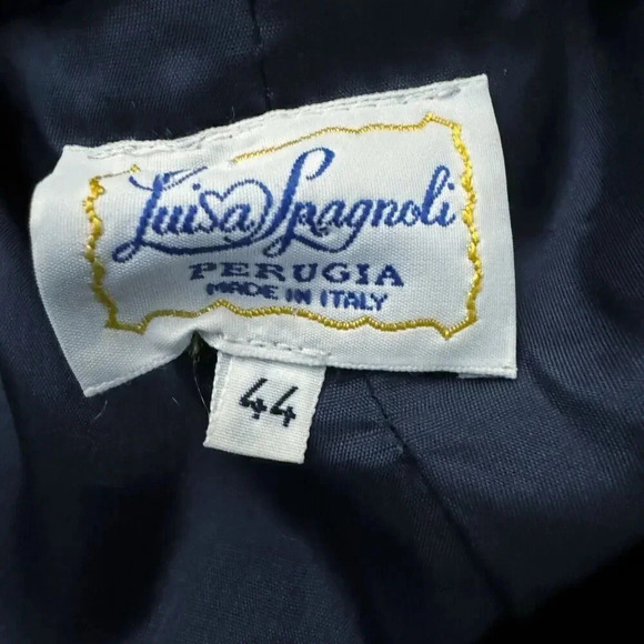 luisa spagnoli Velvet blazer vintage classic size 44 US size Medium dark blue - Picture 10 of 13